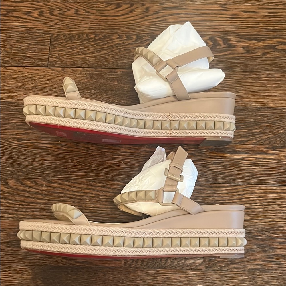 Christian Louboutin Tan Studded Women's Sandals - Picture 5 of 9